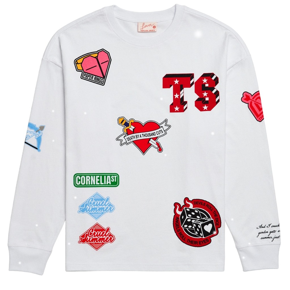 LOVER Lyrics emboldened on this Taylor Top SOLD OUT ON TAYLOR’s OFFICIAL WEBSITE